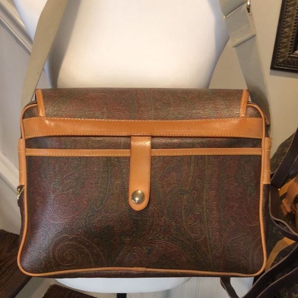 K ETRO Paisley Briefcase Laptop Crossbody Shoulder Bag Front Flap Buckle Closure - Picture 3 of 17